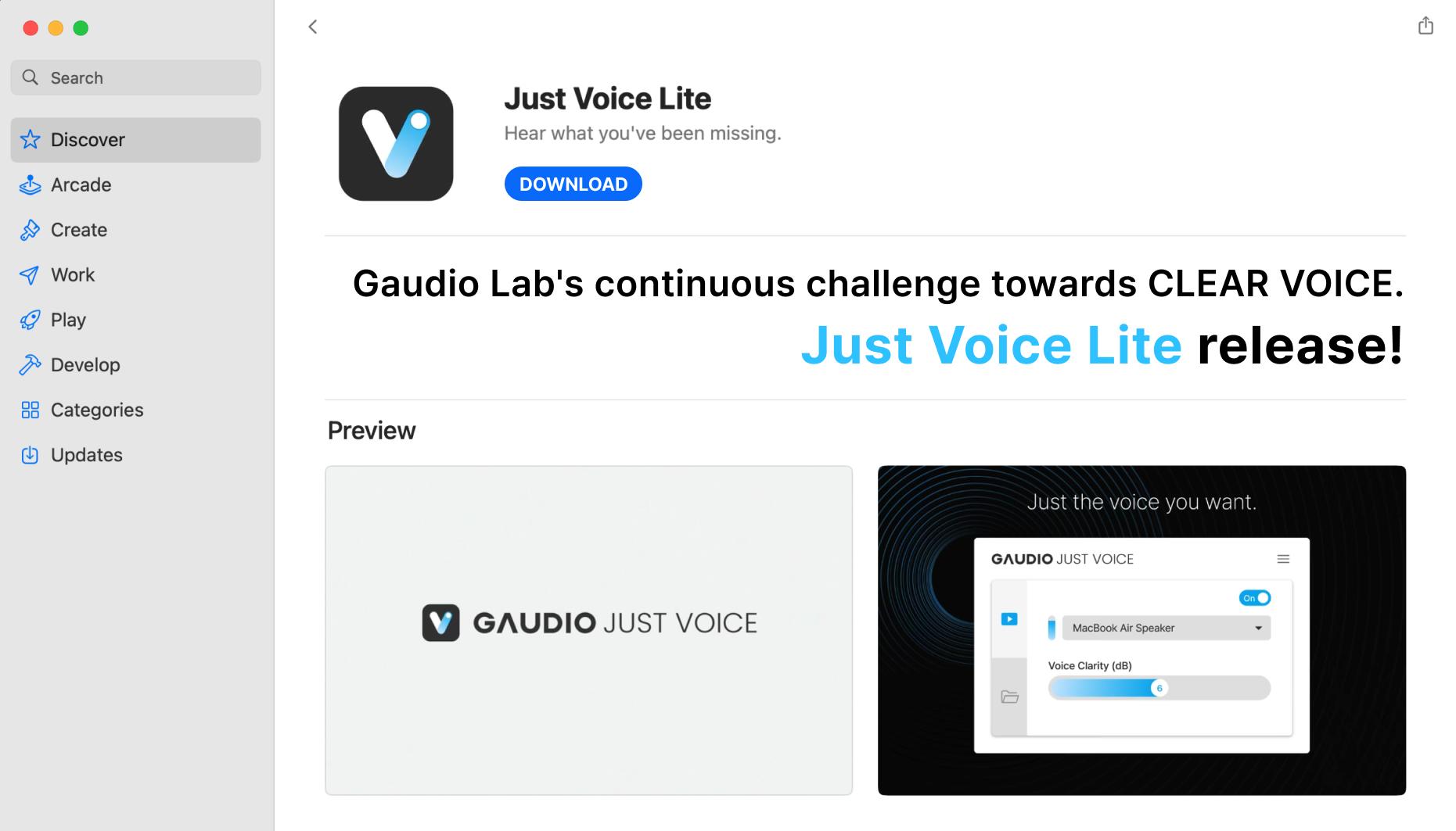 Gaudio Lab's Continuous Challenge towards Clear Voice - Just Voice Lite Release