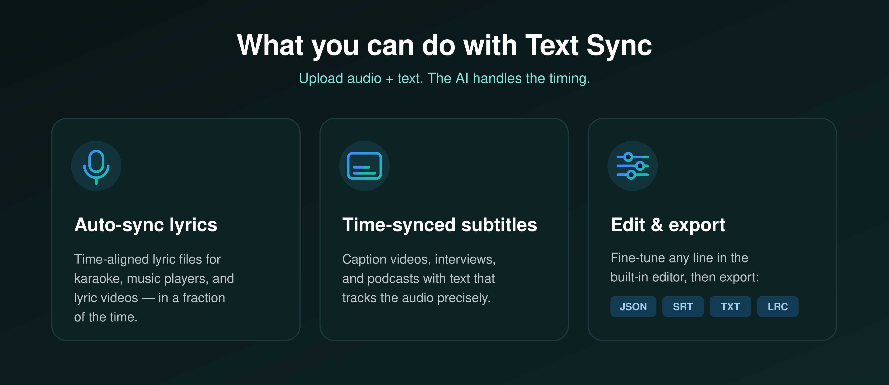 Text Sync로 할 수 있는 것 — 가사 자동 싱크, 영상 타임 싱크 자막, 그리고 다양한 형식으로 내보내는 내장 에디터